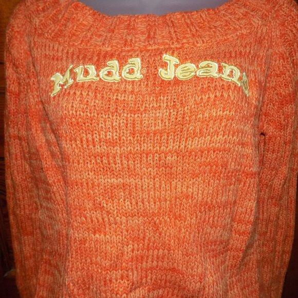 Vintage 1990s Y2K Mudd Jeans Slouchy Logo Sweater - Orange - Picture 4 of 11